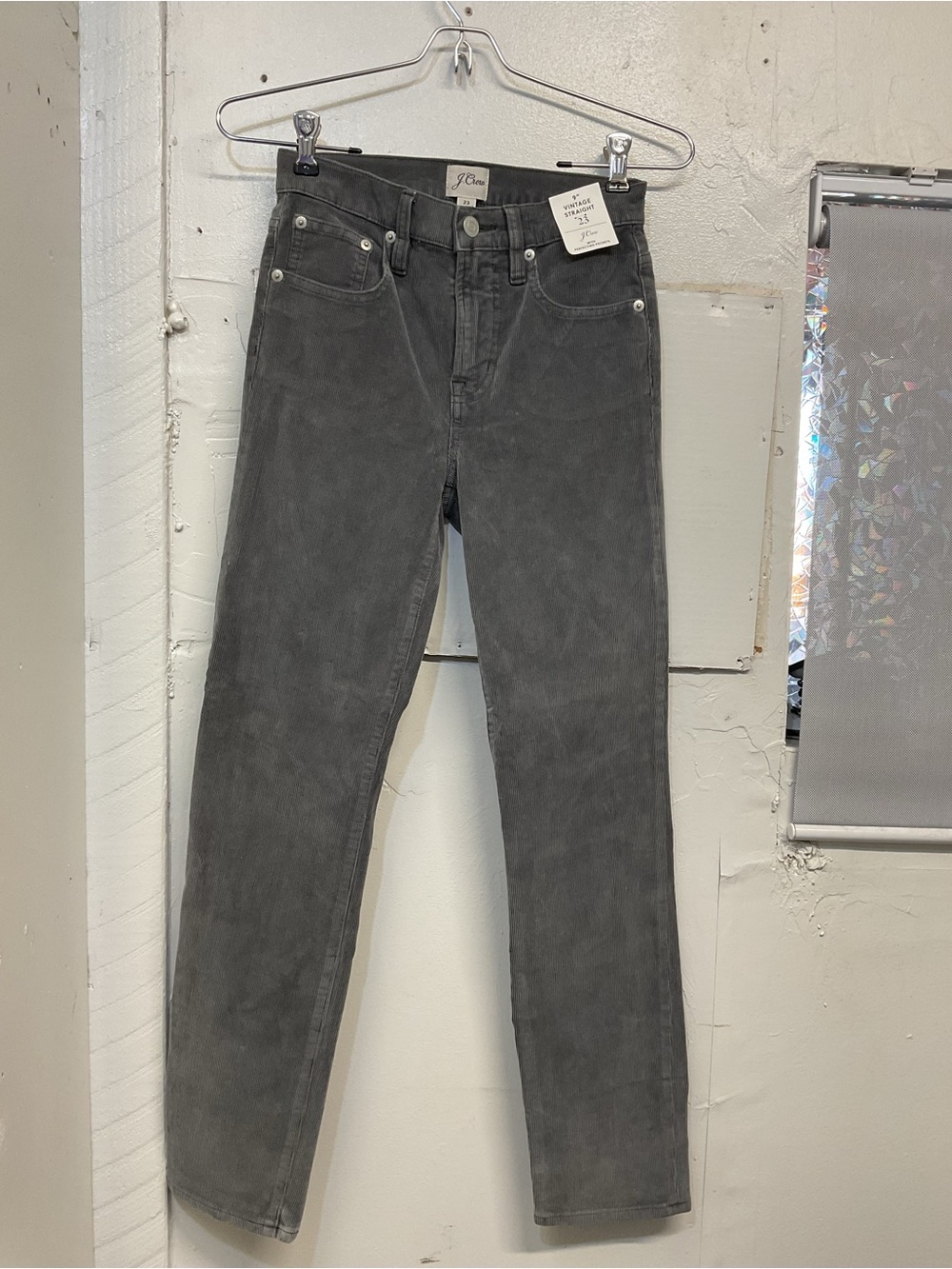 NWT J. Crew Vintage Grey Straight-Leg Corduroy Pants Size 23